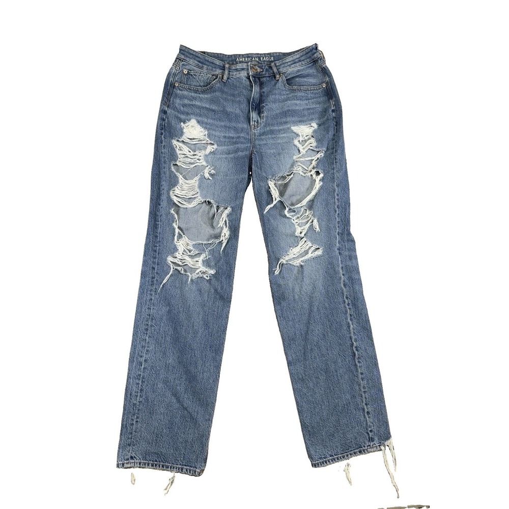 American Eagle Ripped Highest Rise 90's Boyfriend Jeans 12 X-Long Distressed
